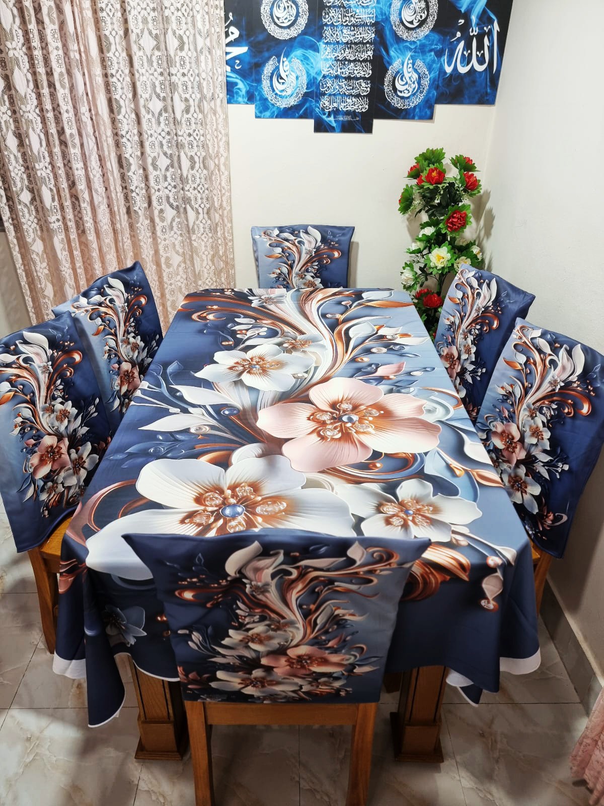 Premium 3D Print Table Cloth Set 1019