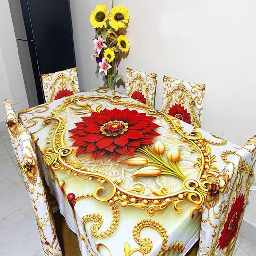 Premium 3D Print Table Cloth Set 1019